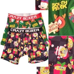SpongeBob & South Park Christmas Boxer Briefs Crazy Boxer 2 Pairs SZ Large